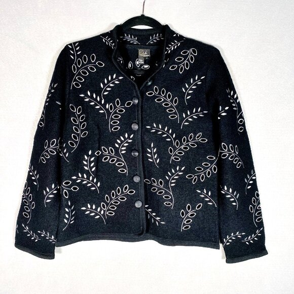 CoVelo Sweater Womens S Black Boiled Wool Button Up Cardigan Cottage - Picture 1 of 11